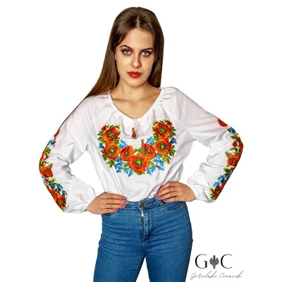 Koszula z haftem i sznurkiem - 01 - widok 1