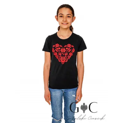 Bluzeczka z haftem czarna - czerwone serce 1