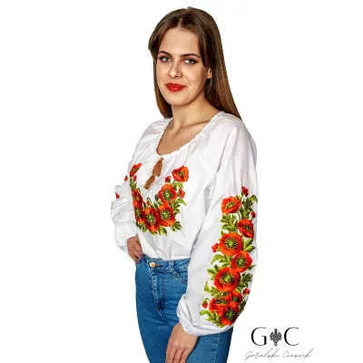 Koszula z haftem i sznurkiem - 03 - widok 1