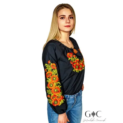 Koszula z haftem i sznurkiem - 04 - widok 1