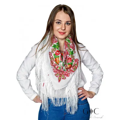 Chusta góralska wełniana - ekskluzywny haft kwiatowy 06 - widok 1