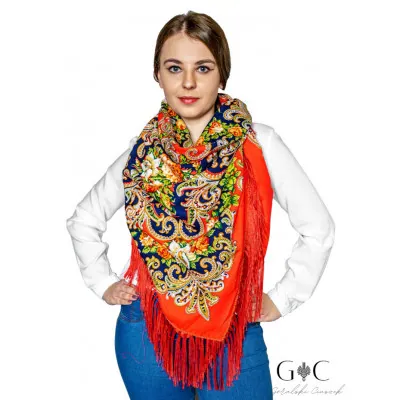 Chusta góralska wełniana w kwiaty - wzór 11 - widok 1