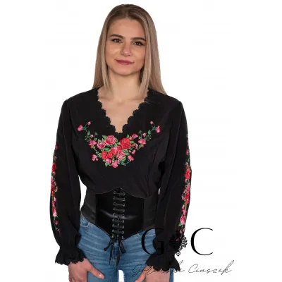 Koszula damska haftowana-czarna 05 - widok 1