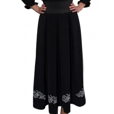 Spódnica haftowana długa czarna- 04 - widok 2