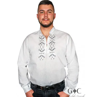 Bawełniana koszula męska z haftem - 03