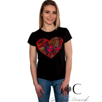 Koszulka damska z naszywanym sercem - 01 - widok 1