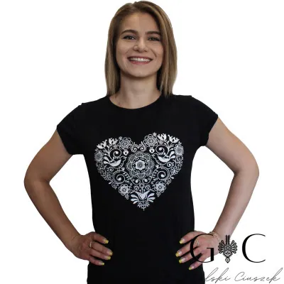 Koszulka damska z haftem - serce 02 - widok 1