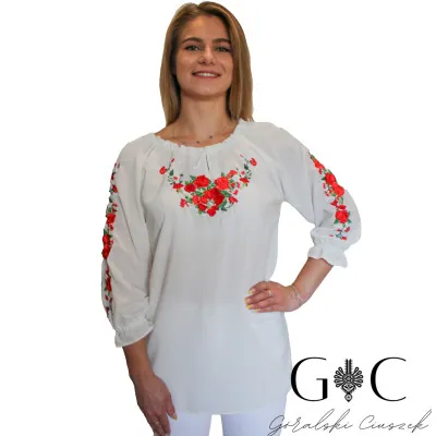 Koszula damska z haftem i tasiemkami - 010 - widok 1