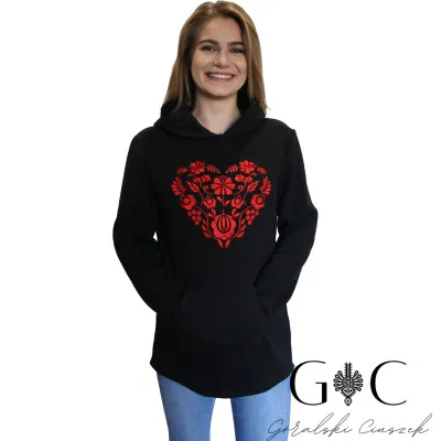 Bluza damska z kapturem - haftowane serce 05 - widok 1