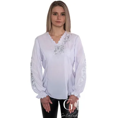 Koszula damska haftowana- Biała 09 - widok 1