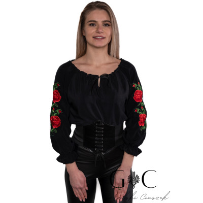 Koszula damska z haftem i tasiemkami - 011