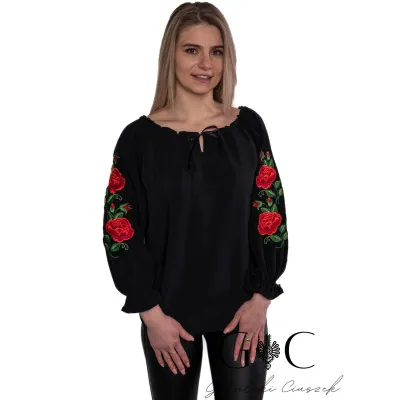 Koszula damska z haftem i tasiemkami - 011 - widok 1