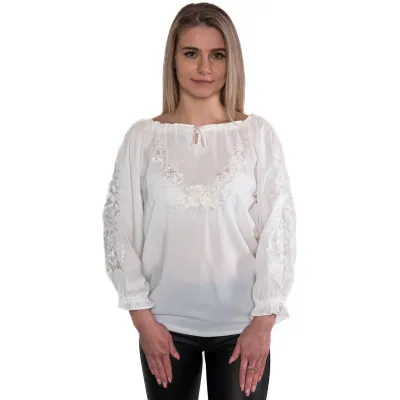 Koszula damska z haftem i tasiemkami - 012 - widok 1