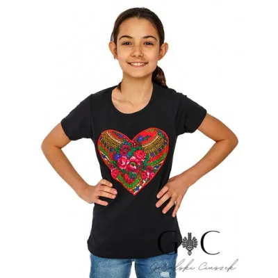 Bluzeczka z naszywanym sercem - czerwone - widok 1