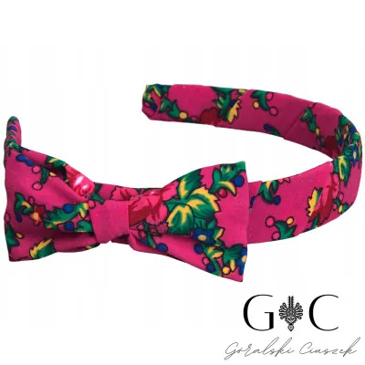 Opaska do włosów góralska folkowa różowa - widok 1