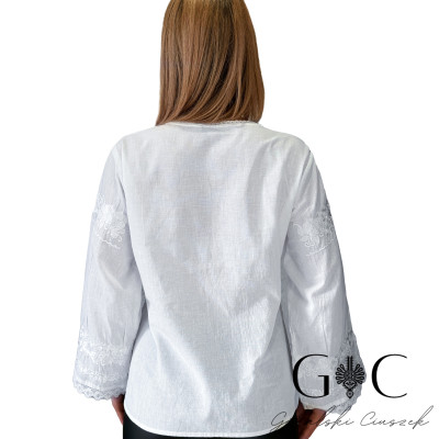 Koszula damska biała ludowa haftowana - bawełna
