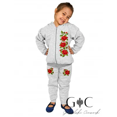 Spodnie dresowe z haftem - róże - widok 1