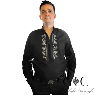 Bawełniana koszula męska z haftem - 08 - widok 1