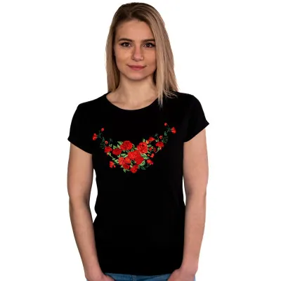 Koszulka damska z haftem - różyczki 01 - widok 1