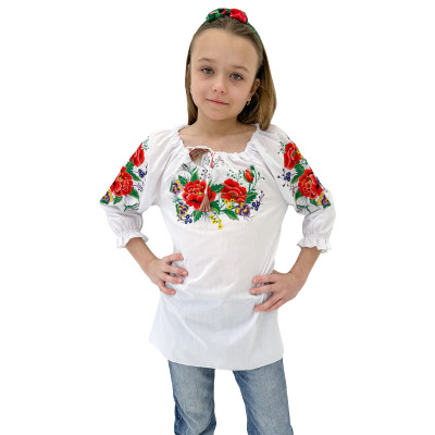 Koszula góralska dla dziewczynki haftowana w kwiaty - widok 5 Koszula góralska dla dziewczynki haftowana w kwiaty