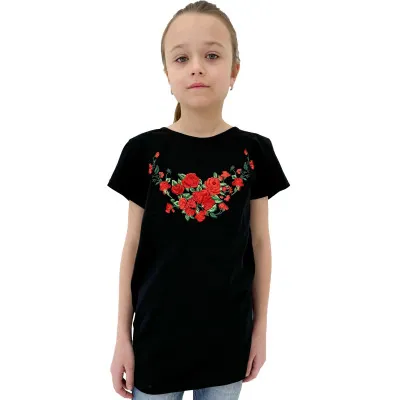 Koszulka góralska dla dziewczynki- Haftowane różyczki 021