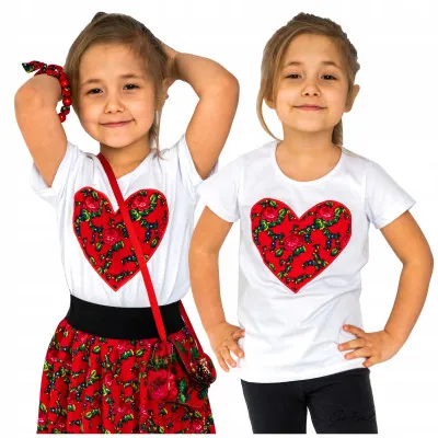 Koszulka góralska folkowa serce- czerwień - widok 1