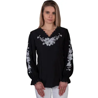 Koszula damska haftowana-czarna 06 - widok 1