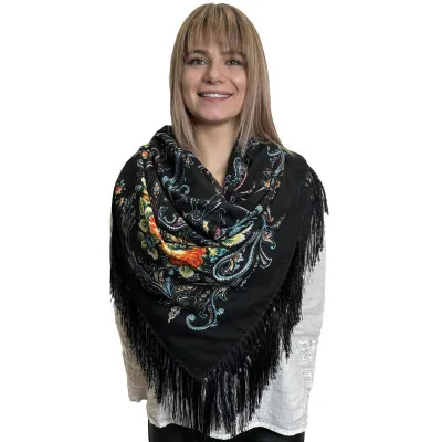 Chusta góralska wełniana w kwiaty- 18 - widok 1