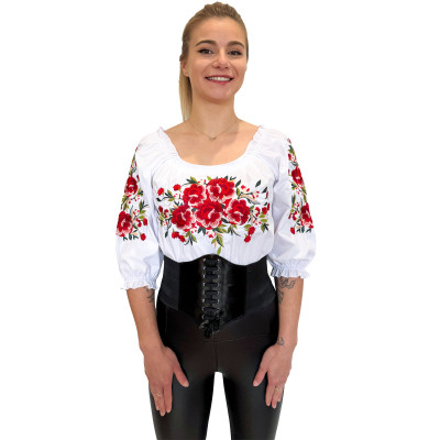 Koszula damska góralska haft w róże- rękaw 3/4 3 Koszula damska góralska haft w róże- rękaw 3/4