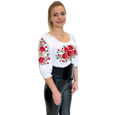 Koszula damska góralska haft w róże- rękaw 3/4 5 Koszula damska góralska haft w róże- rękaw 3/4