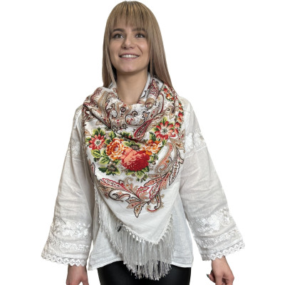 Chusta góralska wełniana w kwiaty- 20 - widok 1