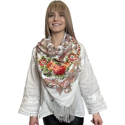 Chusta góralska wełniana w kwiaty- 20 - widok 1