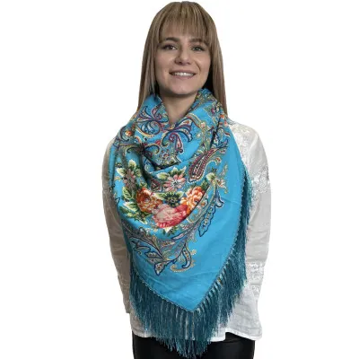 Chusta góralska wełniana w kwiaty- 21 - widok 1