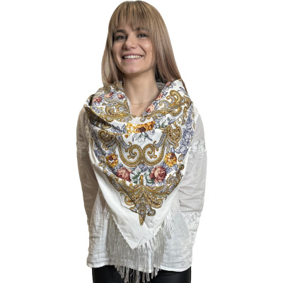 Chusta góralska wełniana w kwiaty- 19 - widok 1