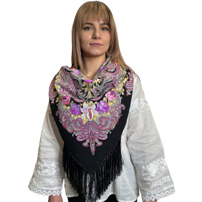 Chusta góralska wełniana w kwiaty- 17 - widok 1 Chusta góralska wełniana w kwiaty- 17