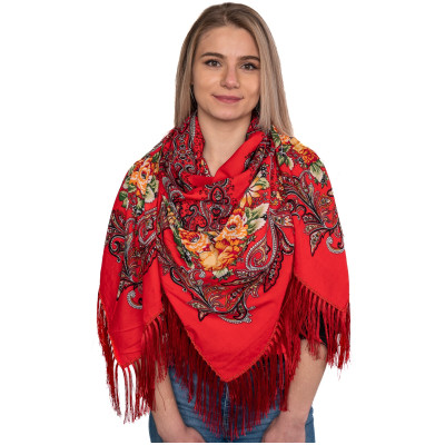 Chusta góralska wełniana w kwiaty- 16