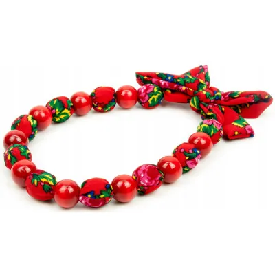 Korale materiałowe góralskie- Duże kulki