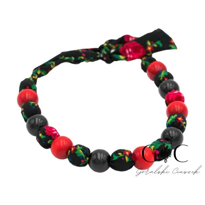 Dziecięce korale góralskie folkowe regionalne- czarne z czerwonym - widok 1