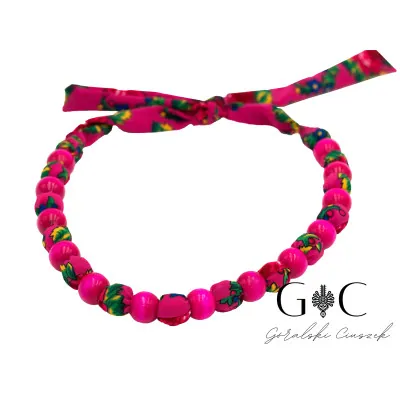 Dziecięce korale góralskie folkowe regionalne - różowe - widok 1