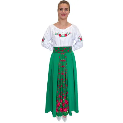 Spódnica góralska folkowa ludowa ze wstawką zielona