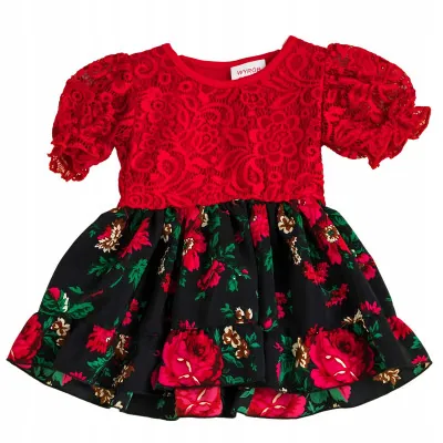 Sukienka z koronką - czerwono-czarna