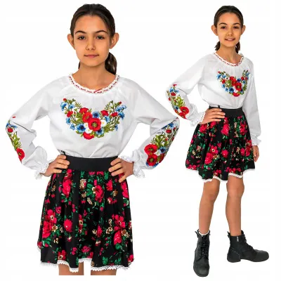 Spódniczka z białą bawełnianą koronką - 03