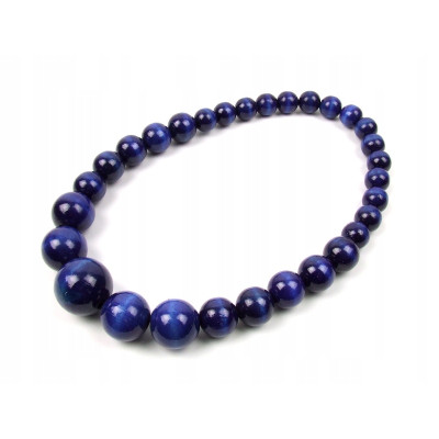 Drewniane korale góralskie granatowe lakierowane ludowe