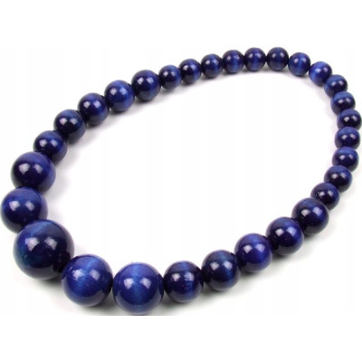 Drewniane korale góralskie granatowe lakierowane ludowe