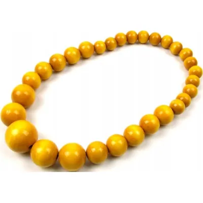 Drewniane korale góralskie żółte lakierowane ludowe