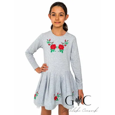 Sukienka z haftem i plisowaniem - 02 - widok 1