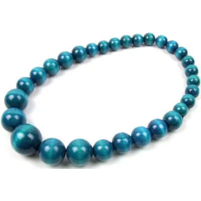 Drewniane korale góralskie turkusowe lakierowane ludowe