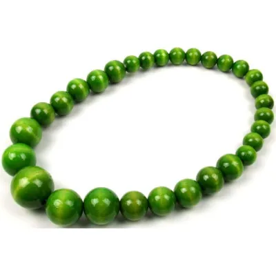 Drewniane korale góralskie jasnozielone lakierowane ludowe