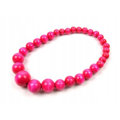 Drewniane korale góralskie różowe lakierowane ludowe