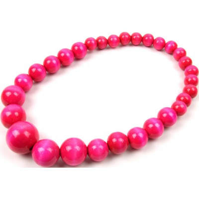 Drewniane korale góralskie różowe lakierowane ludowe